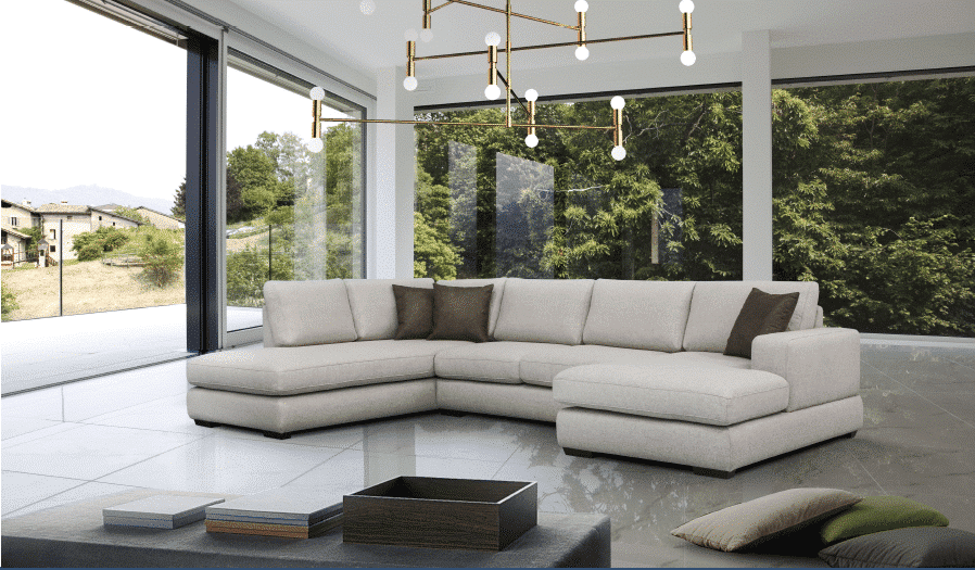Frumos realizată, canapeaua secțională Alano oferă o soluție modernă pentru camera dvs. de zi.